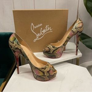 Christian Louboutin Lady Peep 150 Python Aquarel size 42